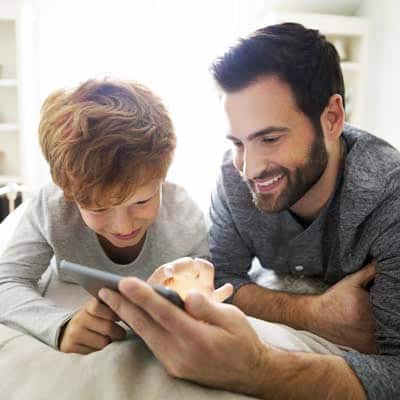 Father and son Reading